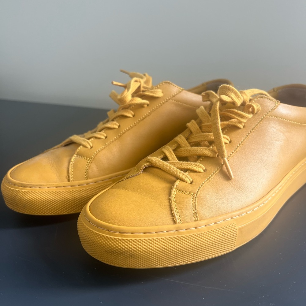Common Projects Yellow Leather Sneakers Minimalist Design